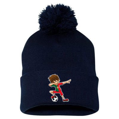 Dabbing Soccer Boy Portugal Jersey Portuguese Dab Gift Pom Pom 12in Knit Beanie