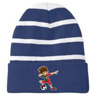 Dabbing Soccer Boy Portugal Jersey Portuguese Dab Gift Striped Beanie with Solid Band