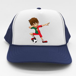 Dabbing Soccer Boy Portugal Jersey Portuguese Dab Gift Trucker Hat