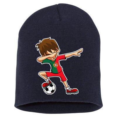 Dabbing Soccer Boy Portugal Jersey Portuguese Dab Gift Short Acrylic Beanie