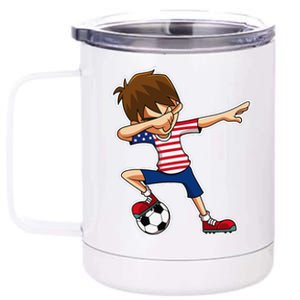 Dabbing Soccer Boy Usa United States 12 oz Stainless Steel Tumbler Cup