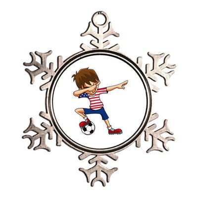 Dabbing Soccer Boy Usa United States Metallic Star Ornament