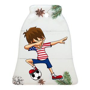 Dabbing Soccer Boy Usa United States Ceramic Bell Ornament