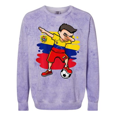 Dabbing Soccer Boy Venezuela Jersey Venezuelan Football Fans Colorblast Crewneck Sweatshirt