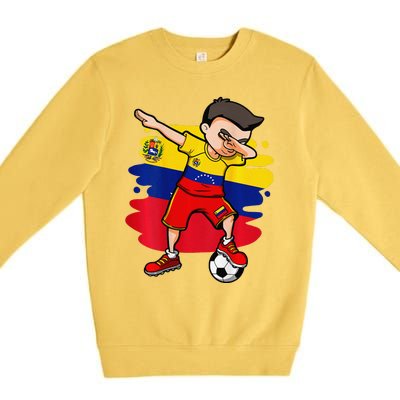 Dabbing Soccer Boy Venezuela Jersey Venezuelan Football Fans Premium Crewneck Sweatshirt