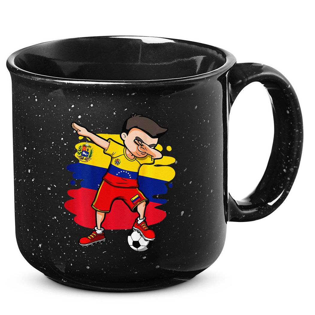 Dabbing Soccer Boy Venezuela Jersey Venezuelan Football Fans 15oz Campfire Ceramic Mug