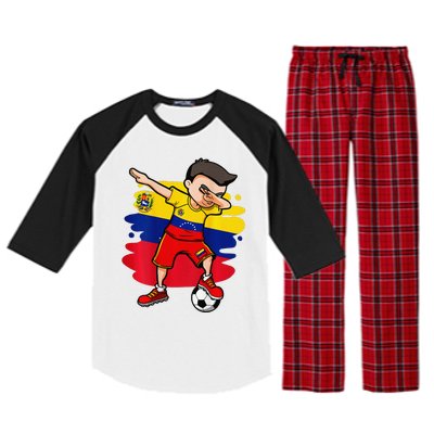 Dabbing Soccer Boy Venezuela Jersey Venezuelan Football Fans Raglan Sleeve Pajama Set