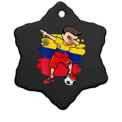 Dabbing Soccer Boy Venezuela Jersey Venezuelan Football Fans Ceramic Star Ornament