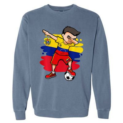 Dabbing Soccer Boy Venezuela Jersey Venezuelan Football Fans Garment-Dyed Sweatshirt