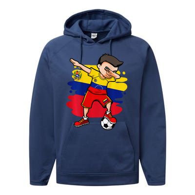 Dabbing Soccer Boy Venezuela Jersey Venezuelan Football Fans Performance Fleece Hoodie