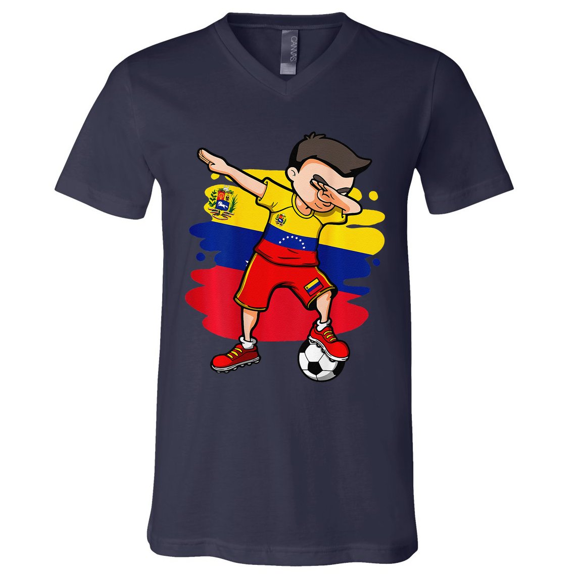 Dabbing Soccer Boy Venezuela Jersey Venezuelan Football Fans V-Neck T-Shirt
