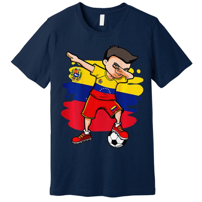 Dabbing Soccer Boy Venezuela Jersey Venezuelan Football Fans Premium T-Shirt