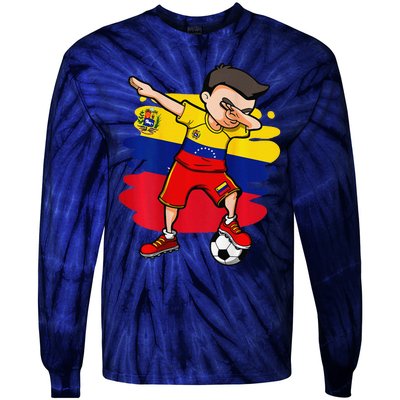 Dabbing Soccer Boy Venezuela Jersey Venezuelan Football Fans Tie-Dye Long Sleeve Shirt