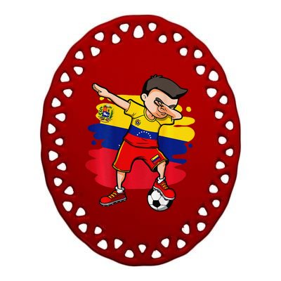 Dabbing Soccer Boy Venezuela Jersey Venezuelan Football Fans Ceramic Oval Ornament