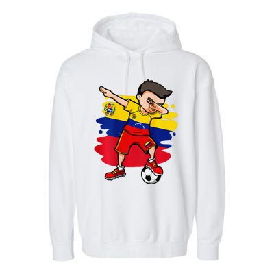 Dabbing Soccer Boy Venezuela Jersey Venezuelan Football Fans Garment-Dyed Fleece Hoodie