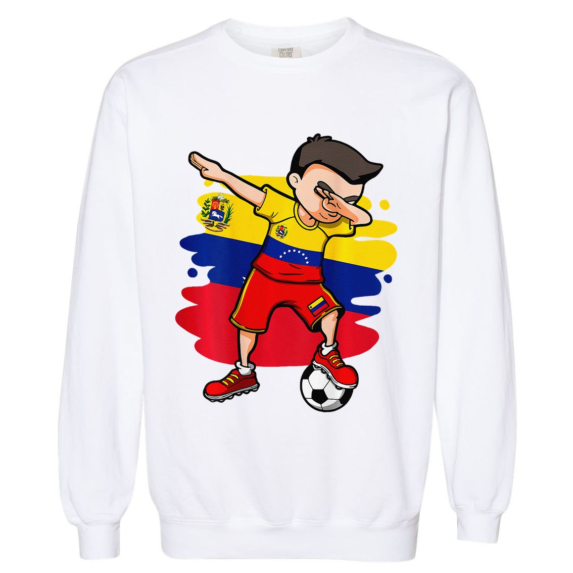 Dabbing Soccer Boy Venezuela Jersey Venezuelan Football Fans Garment-Dyed Sweatshirt