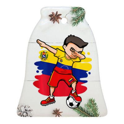 Dabbing Soccer Boy Venezuela Jersey Venezuelan Football Fans Ceramic Bell Ornament