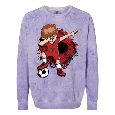 Dabbing Soccer Boy Gift Morocco Jersey Moroccan Football Fans Cool Gift Colorblast Crewneck Sweatshirt