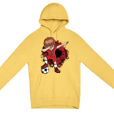 Dabbing Soccer Boy Gift Morocco Jersey Moroccan Football Fans Cool Gift Premium Pullover Hoodie