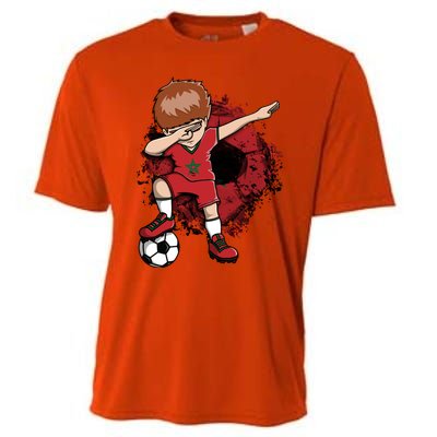 Dabbing Soccer Boy Gift Morocco Jersey Moroccan Football Fans Cool Gift Cooling Performance Crew T-Shirt