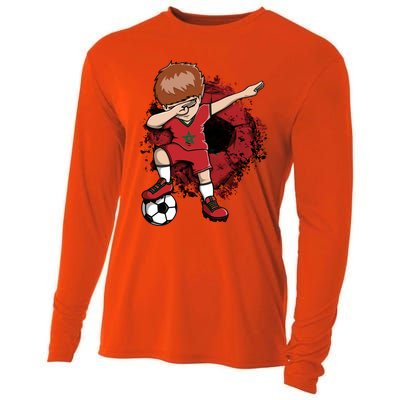 Dabbing Soccer Boy Gift Morocco Jersey Moroccan Football Fans Cool Gift Cooling Performance Long Sleeve Crew