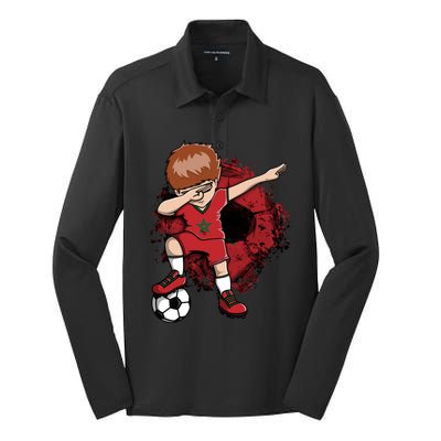 Dabbing Soccer Boy Gift Morocco Jersey Moroccan Football Fans Cool Gift Silk Touch Performance Long Sleeve Polo