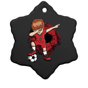 Dabbing Soccer Boy Gift Morocco Jersey Moroccan Football Fans Cool Gift Ceramic Star Ornament