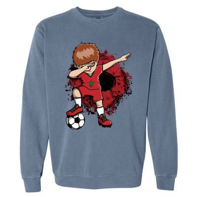 Dabbing Soccer Boy Gift Morocco Jersey Moroccan Football Fans Cool Gift Garment-Dyed Sweatshirt