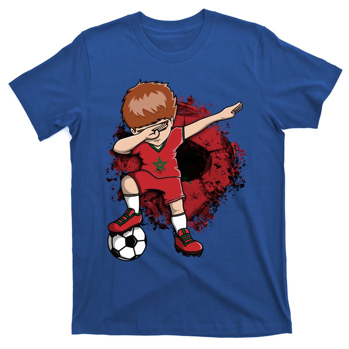 Dabbing Soccer Boy Gift Morocco Jersey Moroccan Football Fans Cool Gift T-Shirt