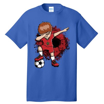 Dabbing Soccer Boy Gift Morocco Jersey Moroccan Football Fans Cool Gift Tall T-Shirt