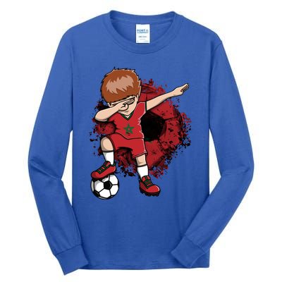 Dabbing Soccer Boy Gift Morocco Jersey Moroccan Football Fans Cool Gift Tall Long Sleeve T-Shirt