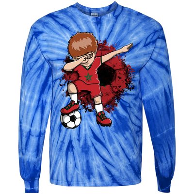 Dabbing Soccer Boy Gift Morocco Jersey Moroccan Football Fans Cool Gift Tie-Dye Long Sleeve Shirt