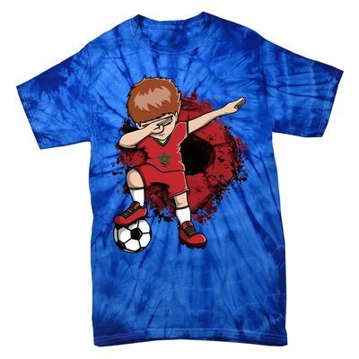 Dabbing Soccer Boy Gift Morocco Jersey Moroccan Football Fans Cool Gift Tie-Dye T-Shirt