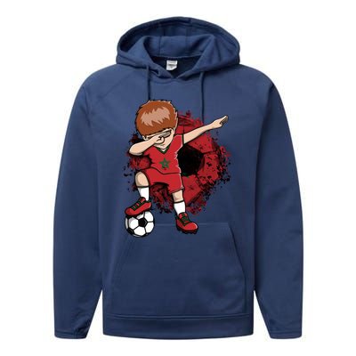 Dabbing Soccer Boy Gift Morocco Jersey Moroccan Football Fans Cool Gift Performance Fleece Hoodie