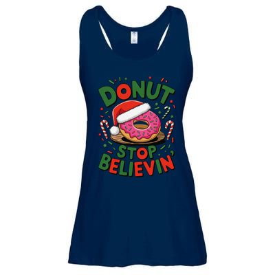 Donut Stop Believin’ Funny Christmas Holiday Santa Donut Ladies Essential Flowy Tank