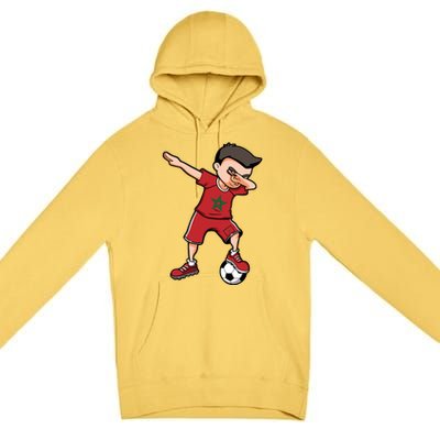 Dabbing Soccer Boy Meaningful Gift Morocco Jersey Moroccan Football Fans Gift Premium Pullover Hoodie