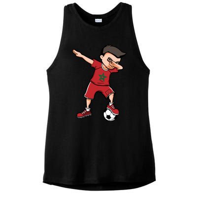 Dabbing Soccer Boy Meaningful Gift Morocco Jersey Moroccan Football Fans Gift Ladies PosiCharge Tri-Blend Wicking Tank