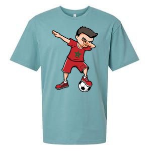 Dabbing Soccer Boy Meaningful Gift Morocco Jersey Moroccan Football Fans Gift Sueded Cloud Jersey T-Shirt