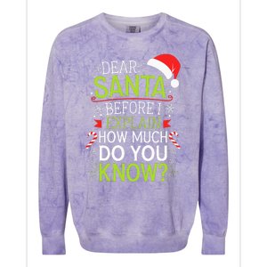 Dear Santa Before I Explain How Much Do You Know Xmas Colorblast Crewneck Sweatshirt