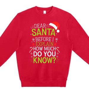 Dear Santa Before I Explain How Much Do You Know Xmas Premium Crewneck Sweatshirt