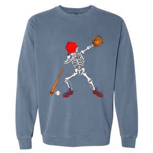 Dabbing Skeleton Baseball Halloween Costume Gift Garment-Dyed Sweatshirt