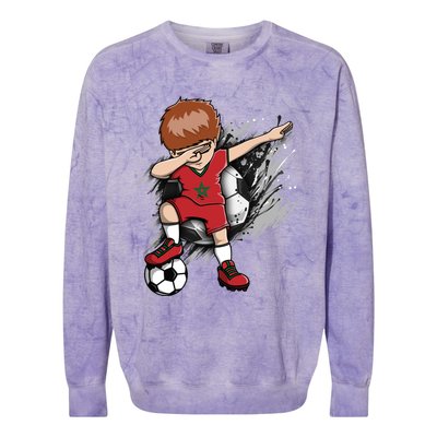 Dabbing Soccer Boy Great Gift Morocco Jersey Moroccan Football Fans Great Gift Colorblast Crewneck Sweatshirt