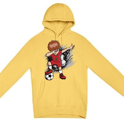 Dabbing Soccer Boy Great Gift Morocco Jersey Moroccan Football Fans Great Gift Premium Pullover Hoodie