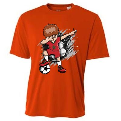 Dabbing Soccer Boy Great Gift Morocco Jersey Moroccan Football Fans Great Gift Cooling Performance Crew T-Shirt