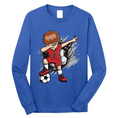 Dabbing Soccer Boy Great Gift Morocco Jersey Moroccan Football Fans Great Gift Long Sleeve Shirt