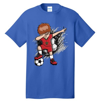 Dabbing Soccer Boy Great Gift Morocco Jersey Moroccan Football Fans Great Gift Tall T-Shirt