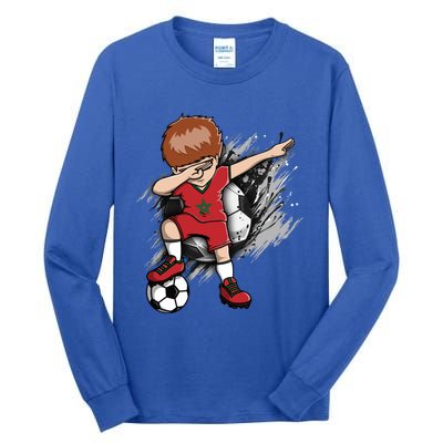 Dabbing Soccer Boy Great Gift Morocco Jersey Moroccan Football Fans Great Gift Tall Long Sleeve T-Shirt