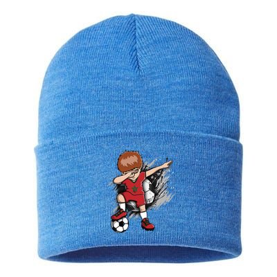 Dabbing Soccer Boy Great Gift Morocco Jersey Moroccan Football Fans Great Gift Sustainable Knit Beanie