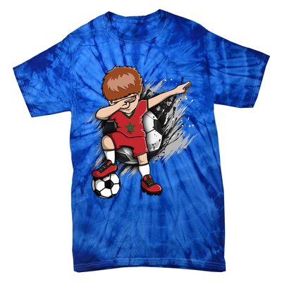 Dabbing Soccer Boy Great Gift Morocco Jersey Moroccan Football Fans Great Gift Tie-Dye T-Shirt