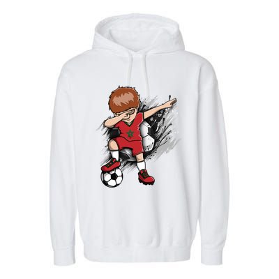 Dabbing Soccer Boy Great Gift Morocco Jersey Moroccan Football Fans Great Gift Garment-Dyed Fleece Hoodie